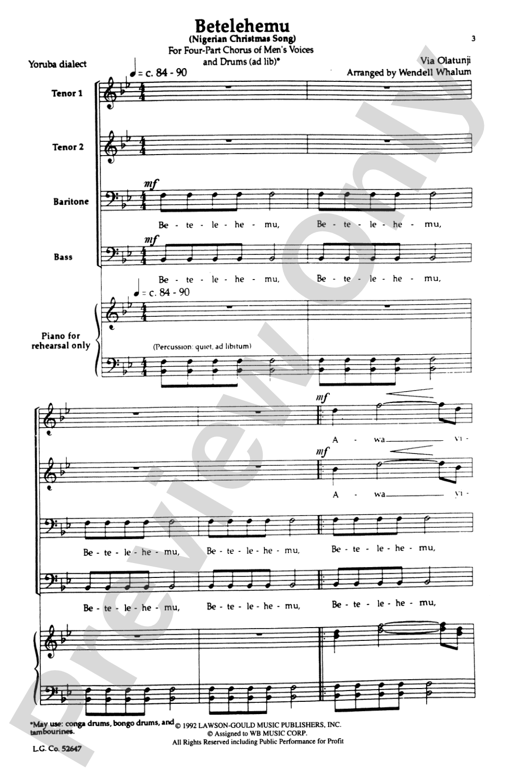 Betelehemu: TTBB Choral Octavo