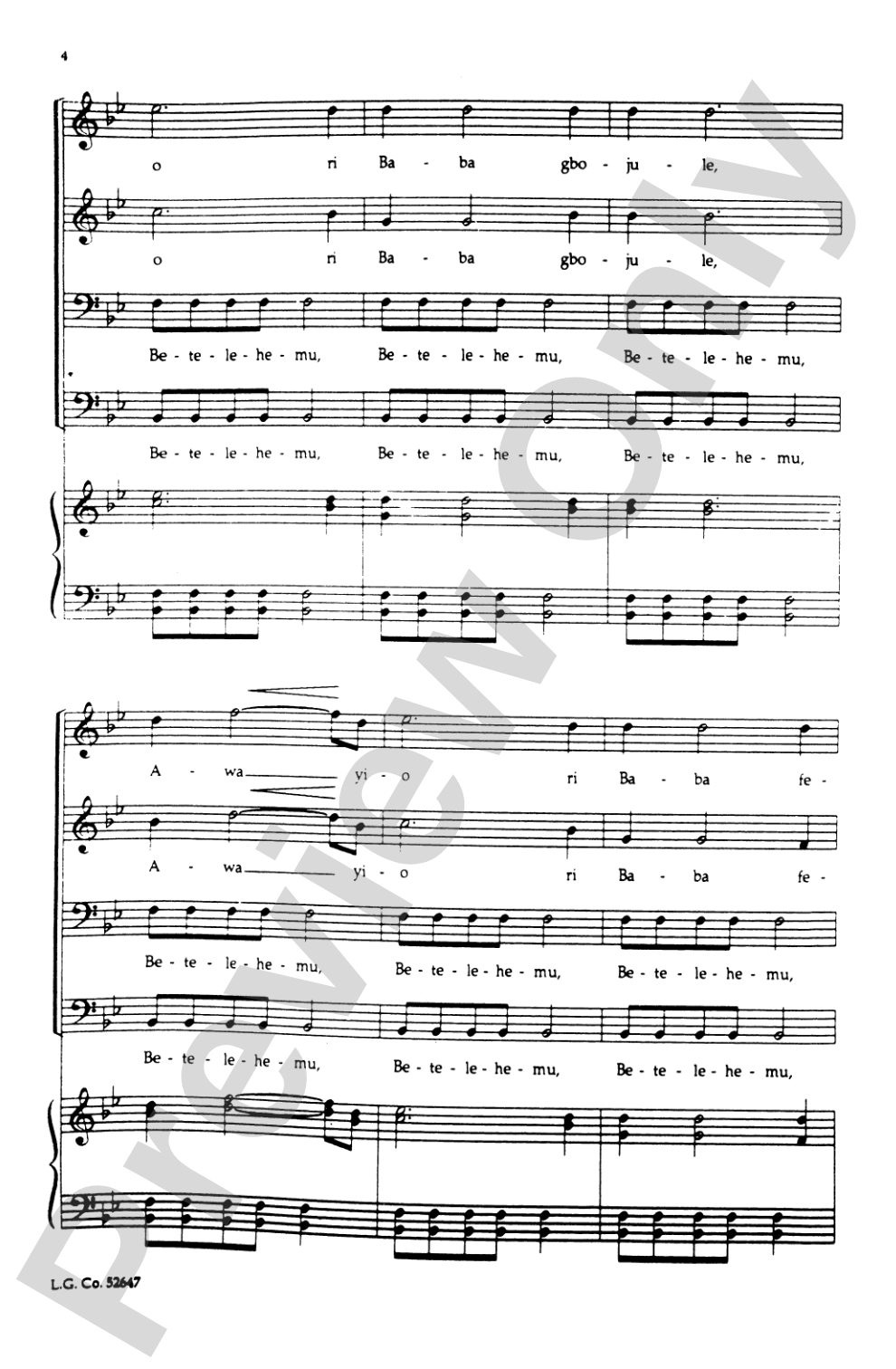 Betelehemu: TTBB Choral Octavo