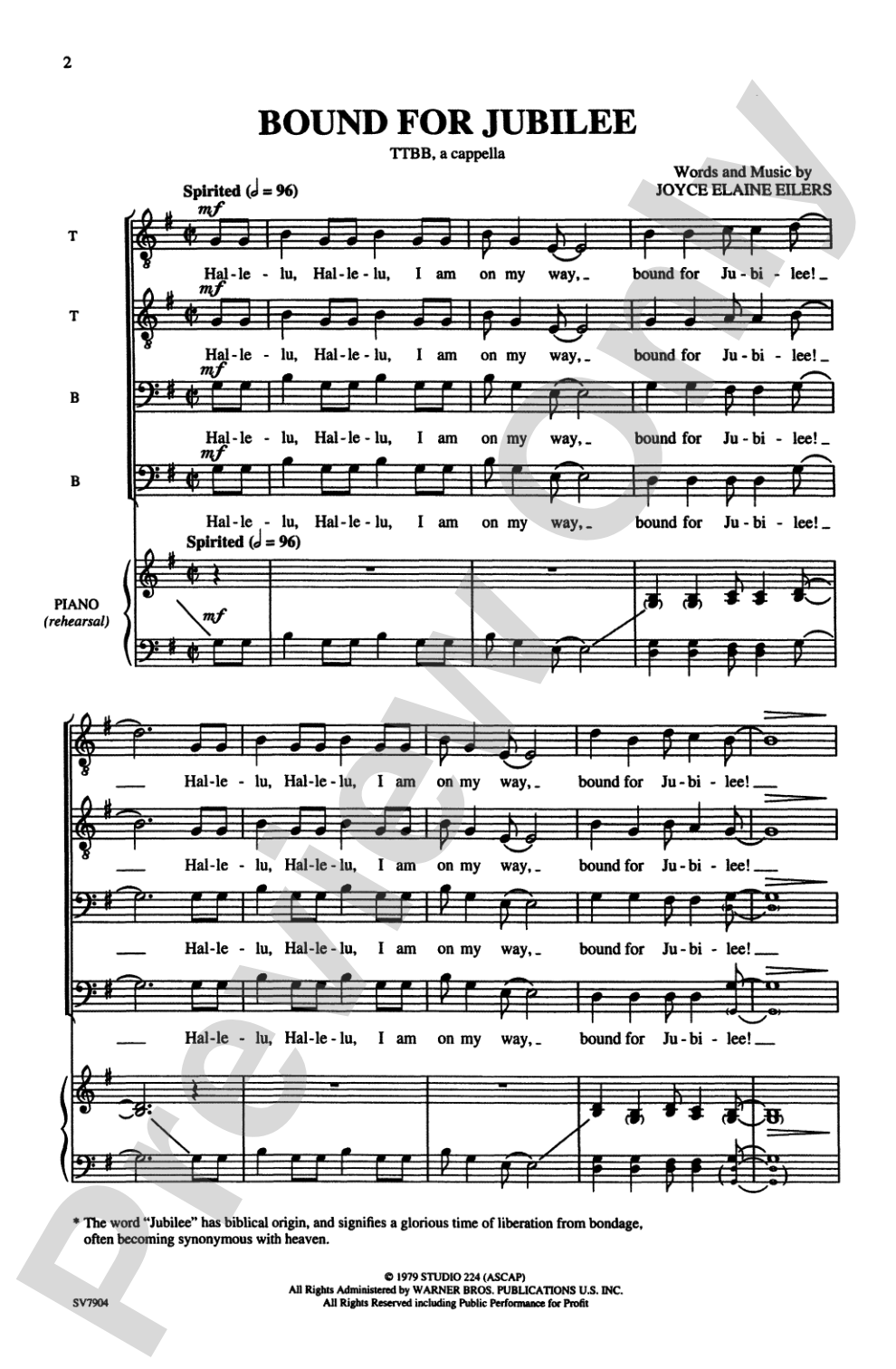 Bound for Jubilee: TTBB Choral Octavo