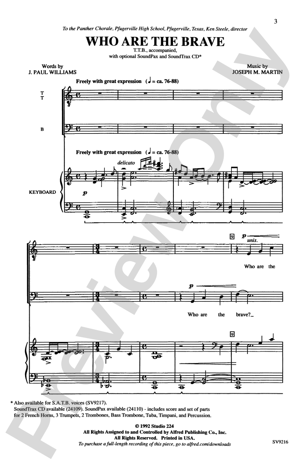 Who Are the Brave: TTB Choral Octavo