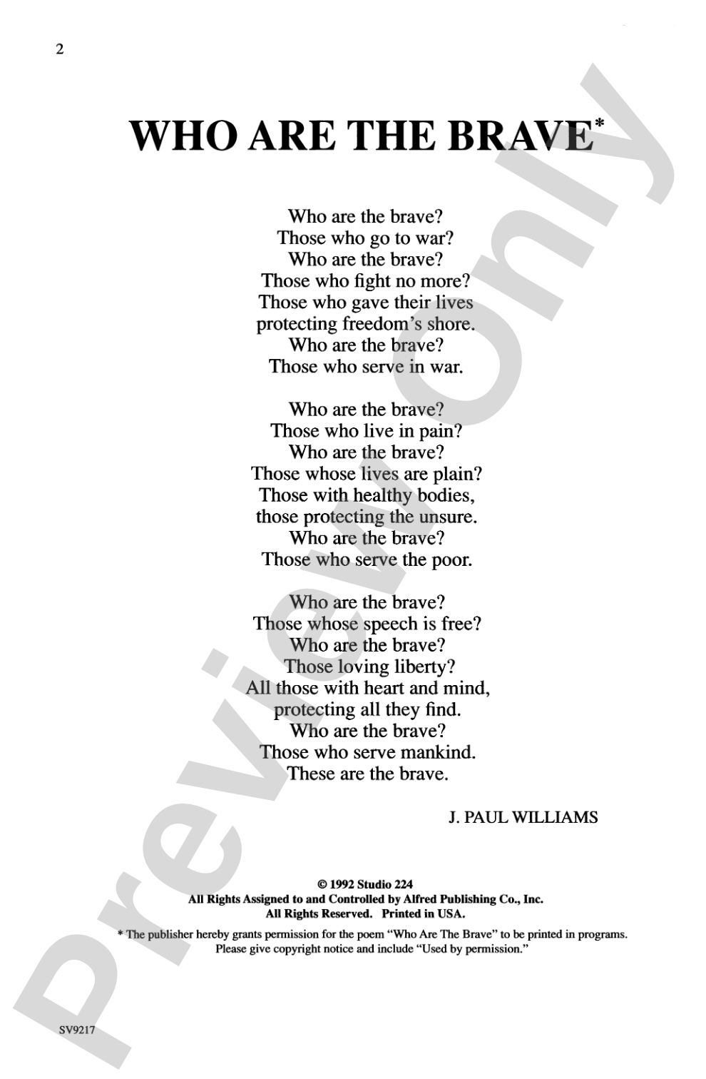 Who Are the Brave: SATB Choral Octavo