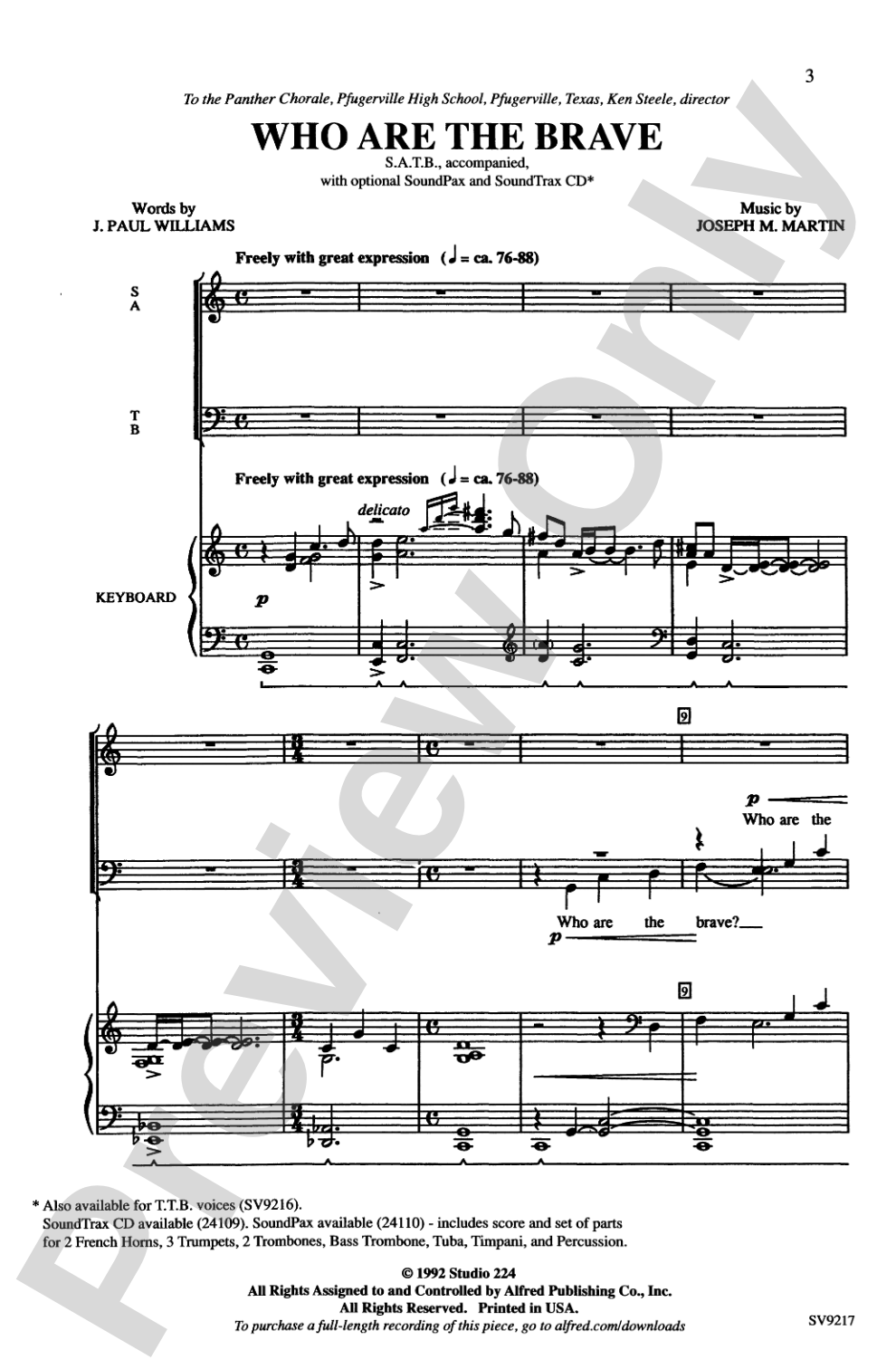Who Are the Brave: SATB Choral Octavo