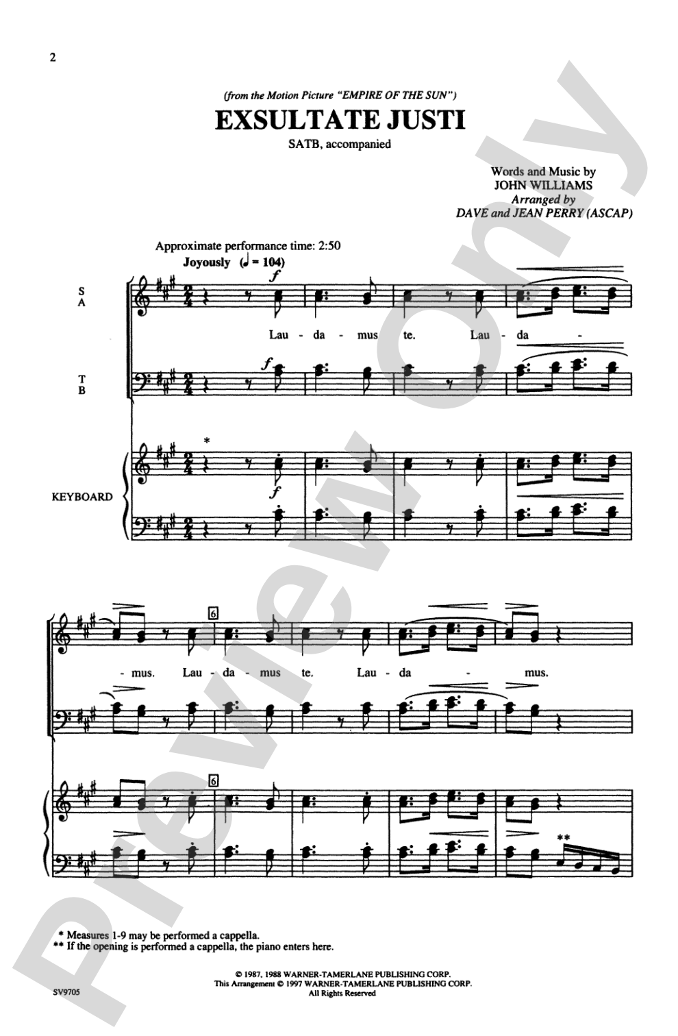 Exsultate Justi: SATB Choral Octavo