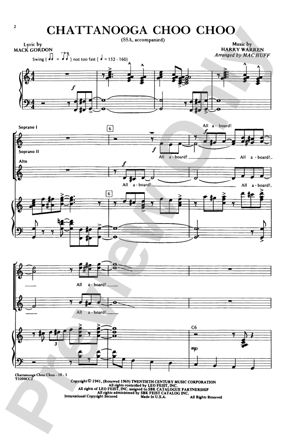 Chattanooga Choo Choo: SSA Choral Octavo