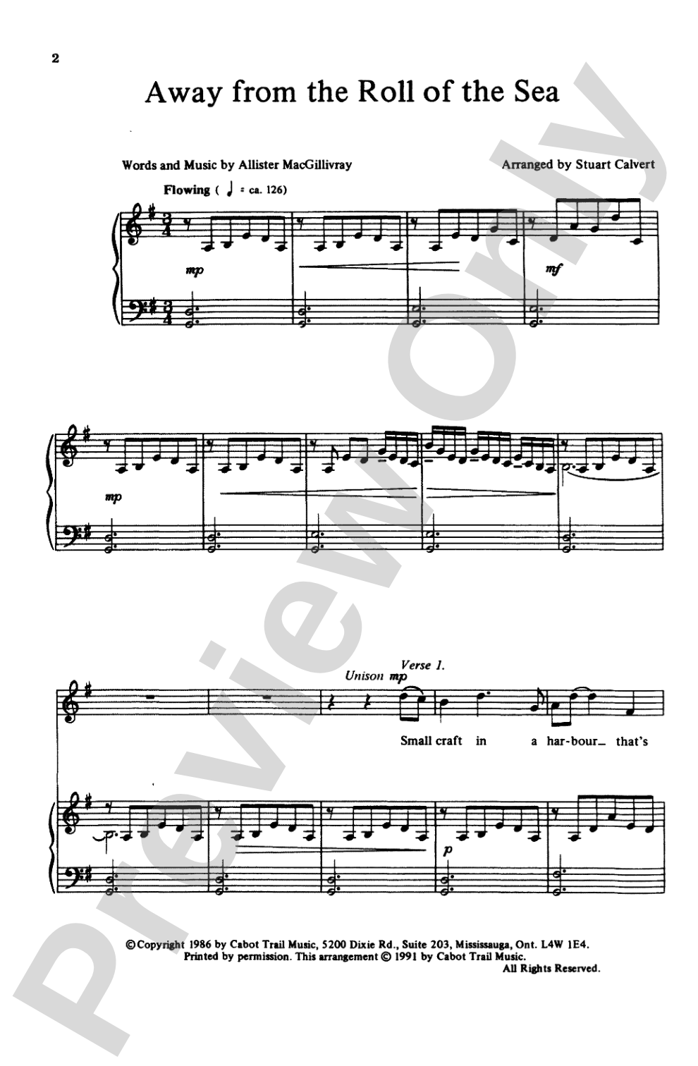 Away from the Roll of the Sea: SSA Choral Octavo