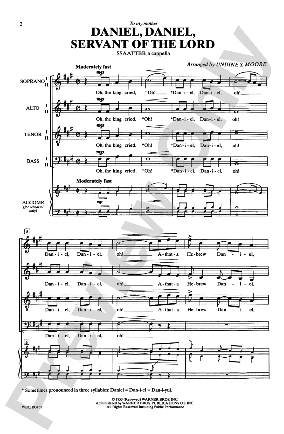 Daniel, Daniel, Servant of the Lord: SSAATTBB, <I>a cappella</I> Choral Octavo