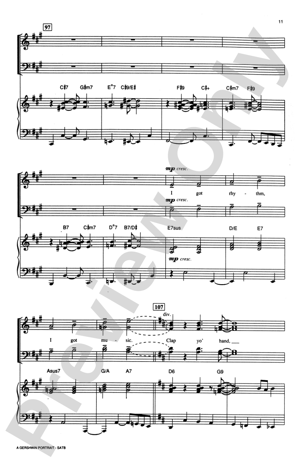 A Gershwin Portrait! The Music of George and Ira Gershwin: SATB Choral Octavo