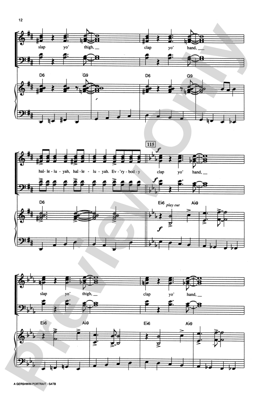 A Gershwin Portrait! The Music of George and Ira Gershwin: SATB Choral Octavo