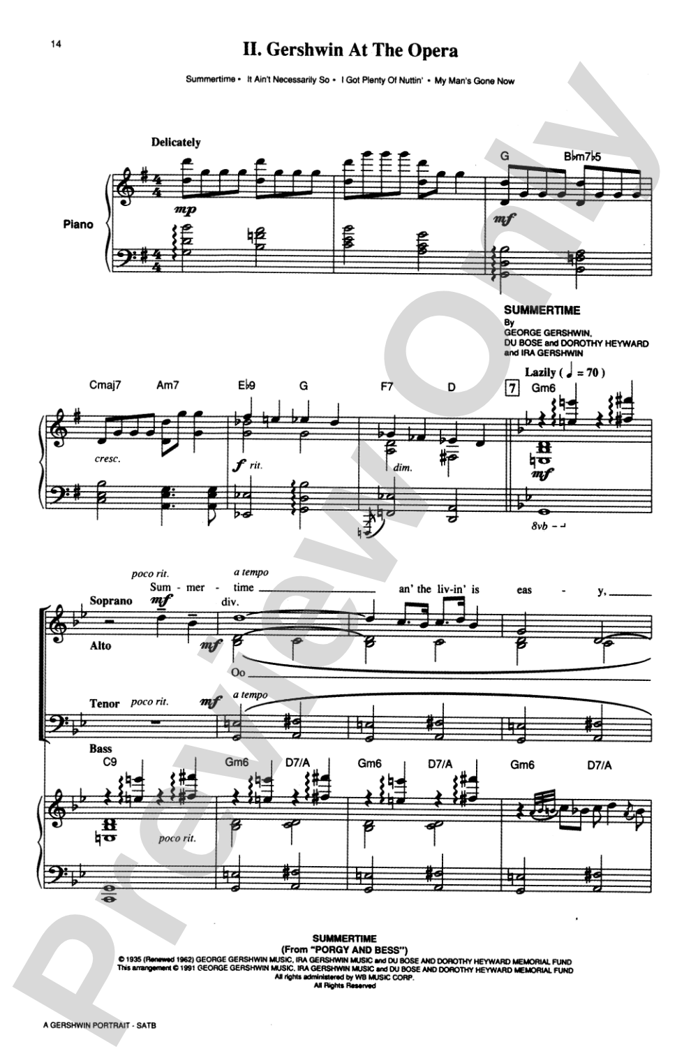 A Gershwin Portrait! The Music of George and Ira Gershwin: SATB Choral Octavo