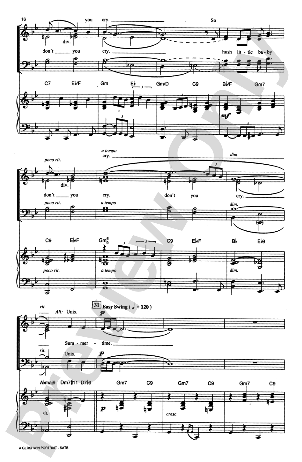 A Gershwin Portrait! The Music of George and Ira Gershwin: SATB Choral Octavo