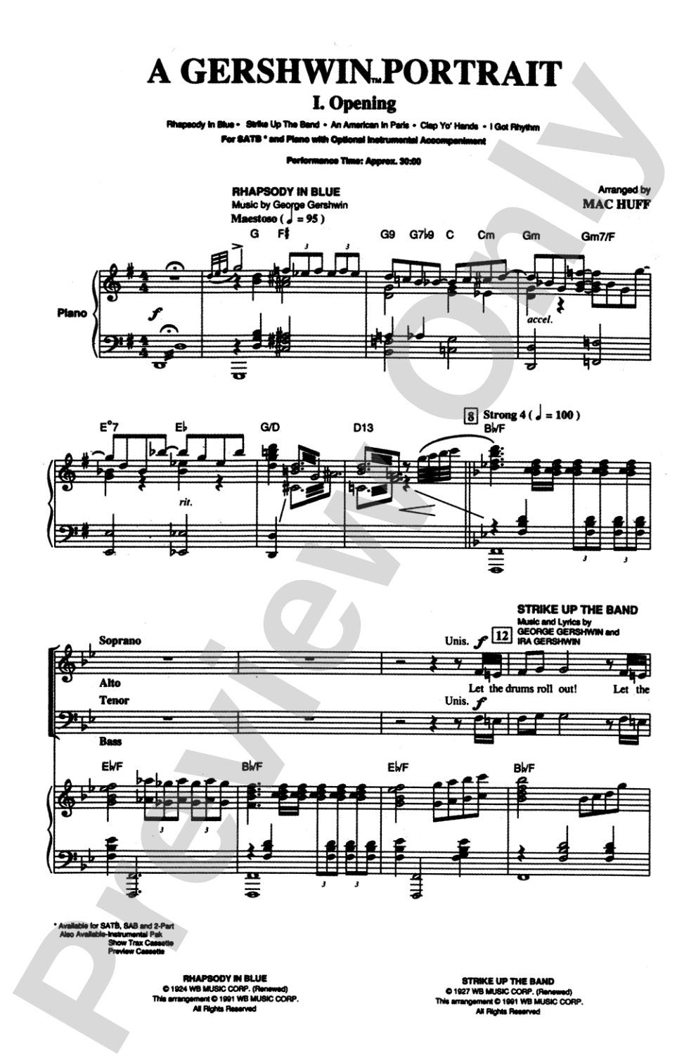 A Gershwin Portrait! The Music of George and Ira Gershwin: SATB Choral Octavo
