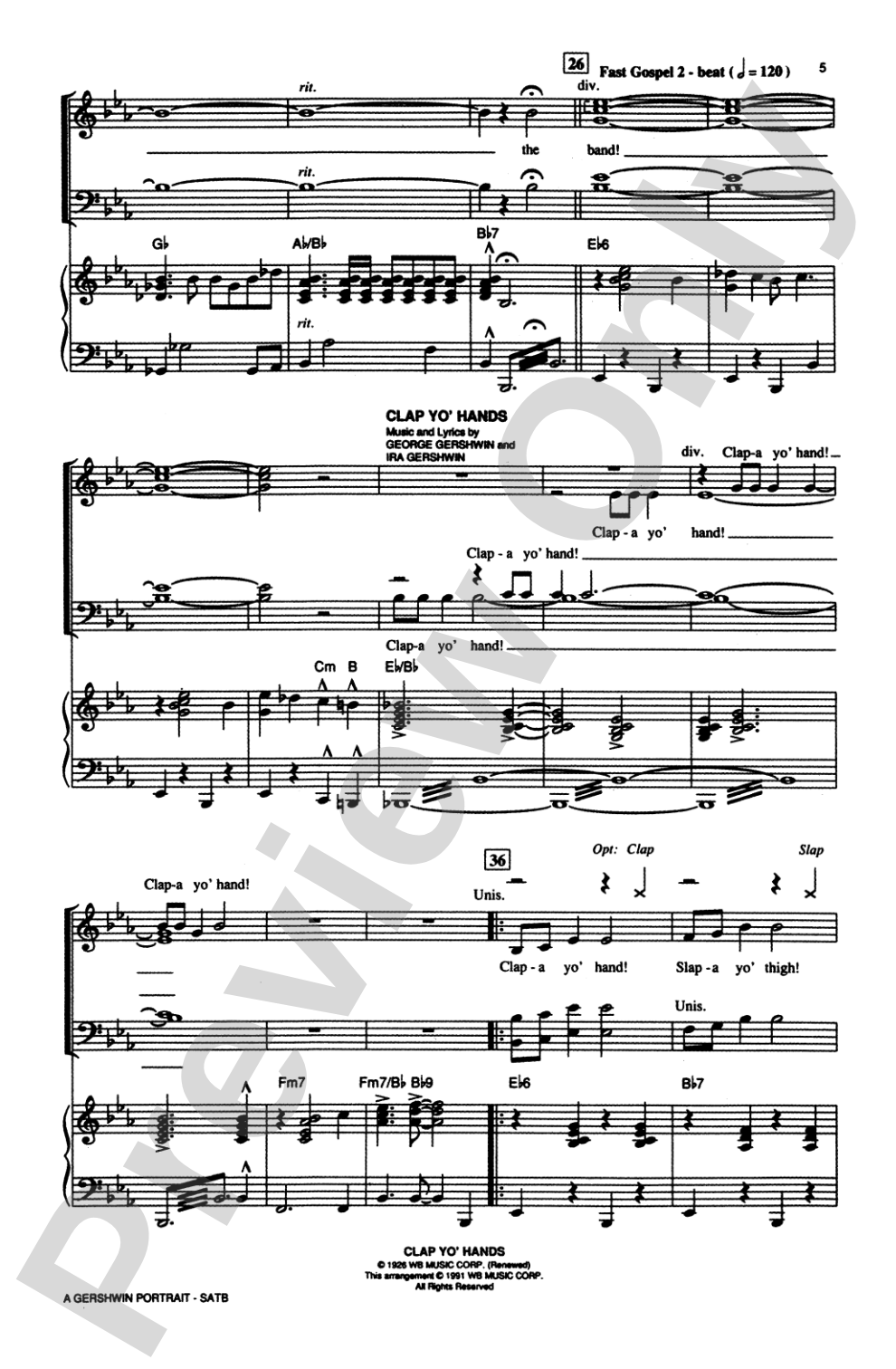 A Gershwin Portrait! The Music of George and Ira Gershwin: SATB Choral Octavo