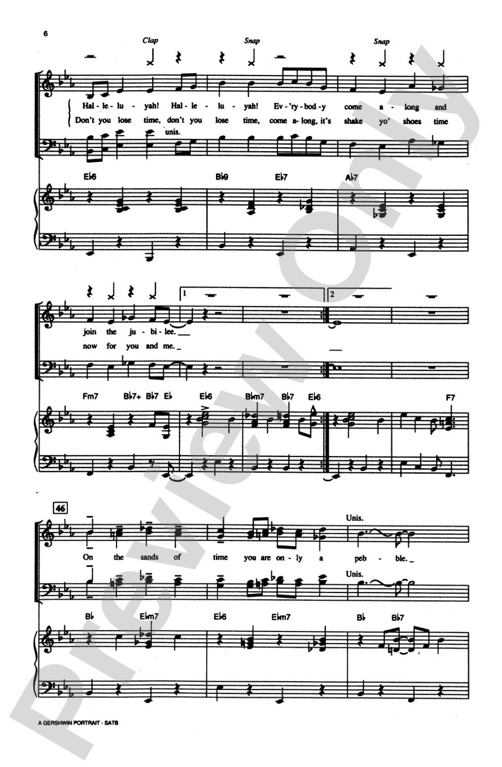 A Gershwin Portrait! The Music of George and Ira Gershwin: SATB Choral Octavo