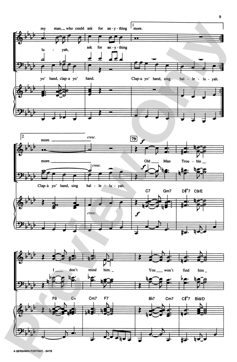 A Gershwin Portrait! The Music of George and Ira Gershwin: SATB Choral Octavo