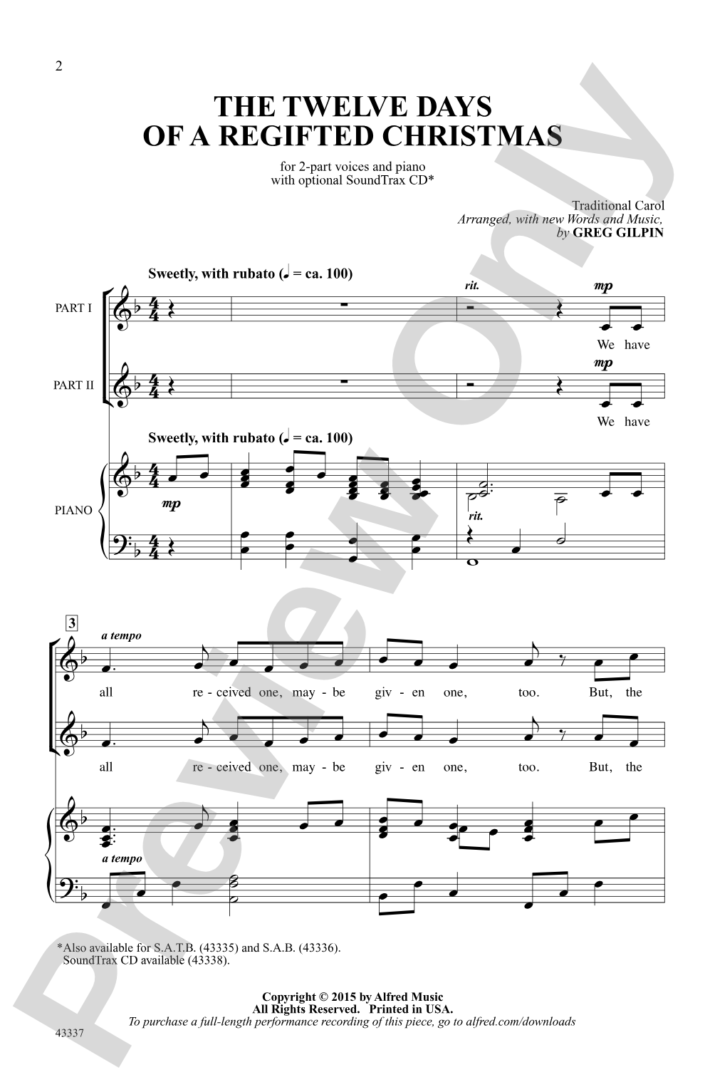 The Twelve Days of a Regifted Christmas: 2-Part Choral Octavo