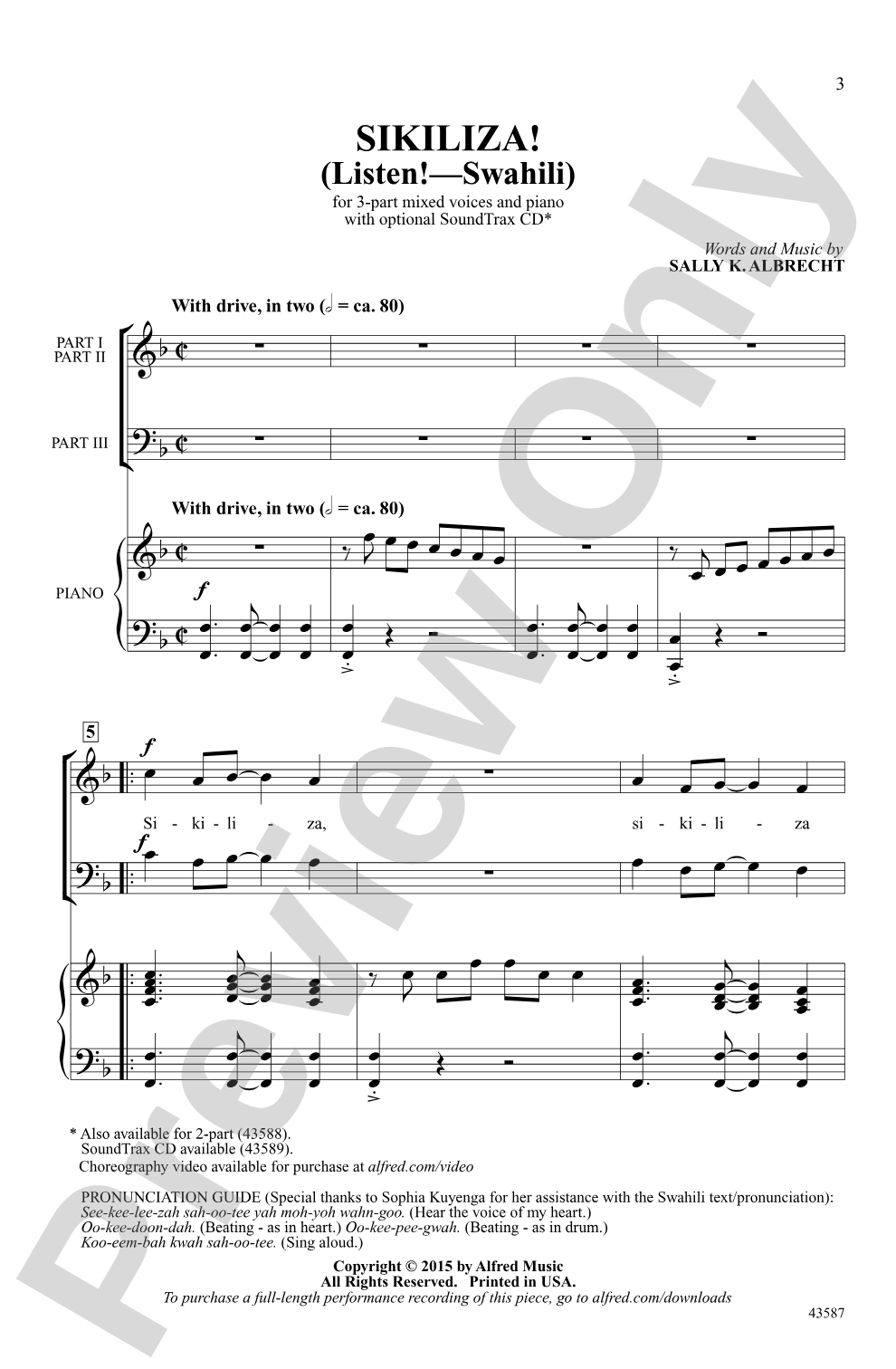 Sikiliza! (Listen! -- Swahili): 3-Part Mixed Choral Octavo