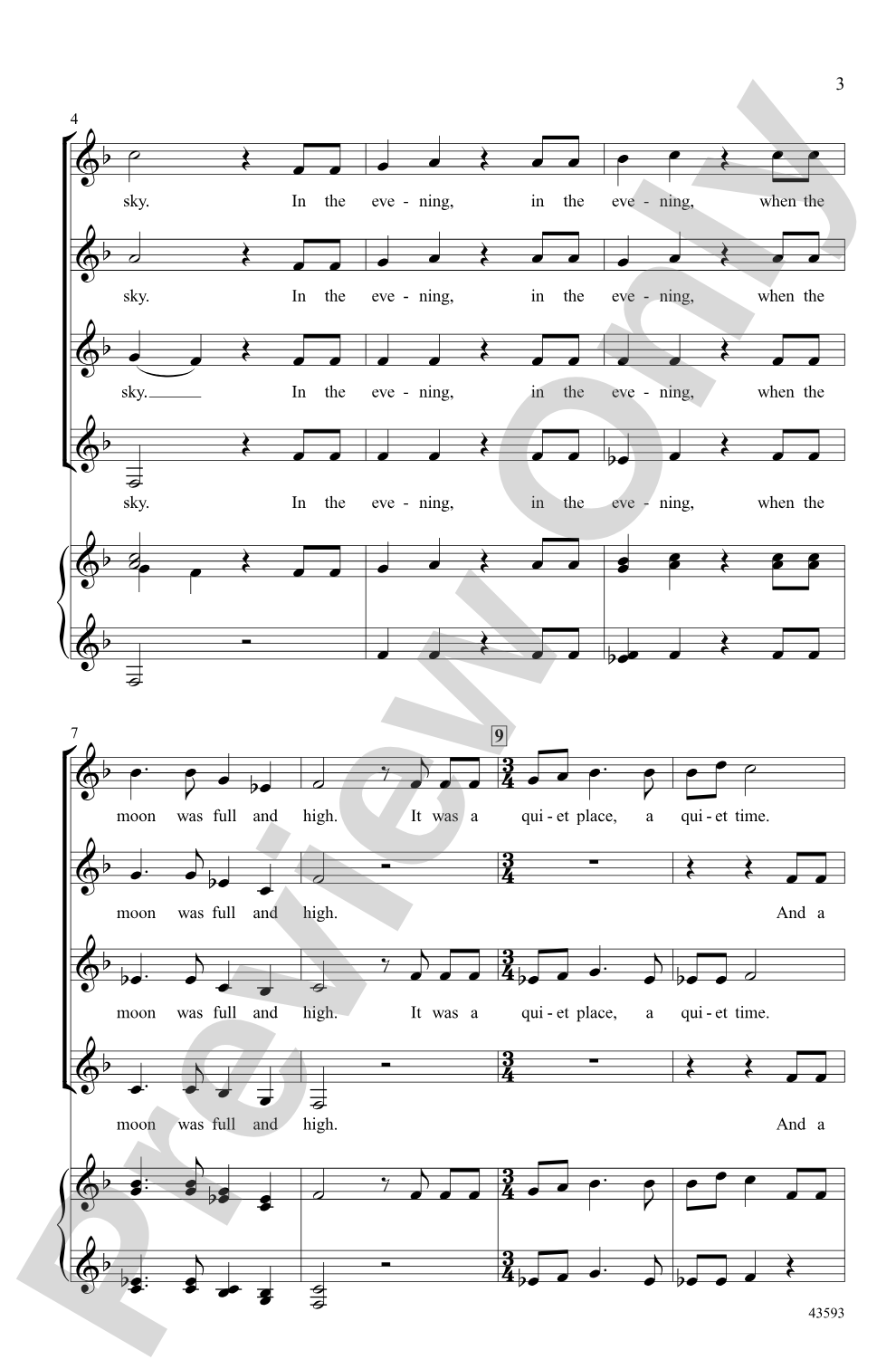 In the Evening: SSAA Choral Octavo