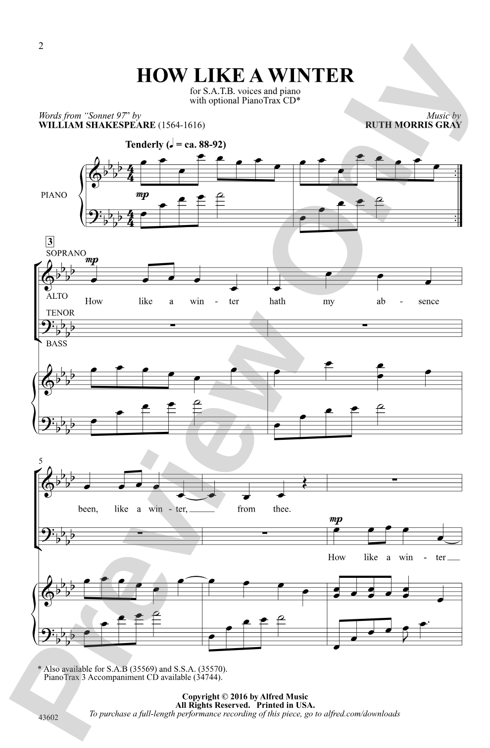 How Like a Winter: SATB Choral Octavo