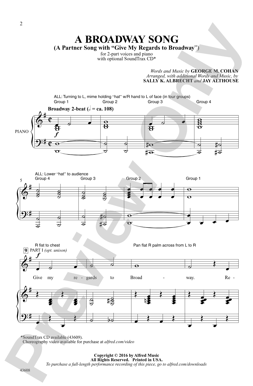 A Broadway Song: 2-Part Choral Octavo