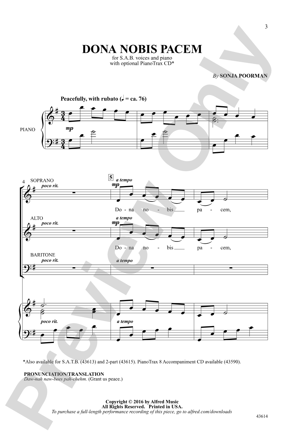 Dona Nobis Pacem: SAB Choral Octavo