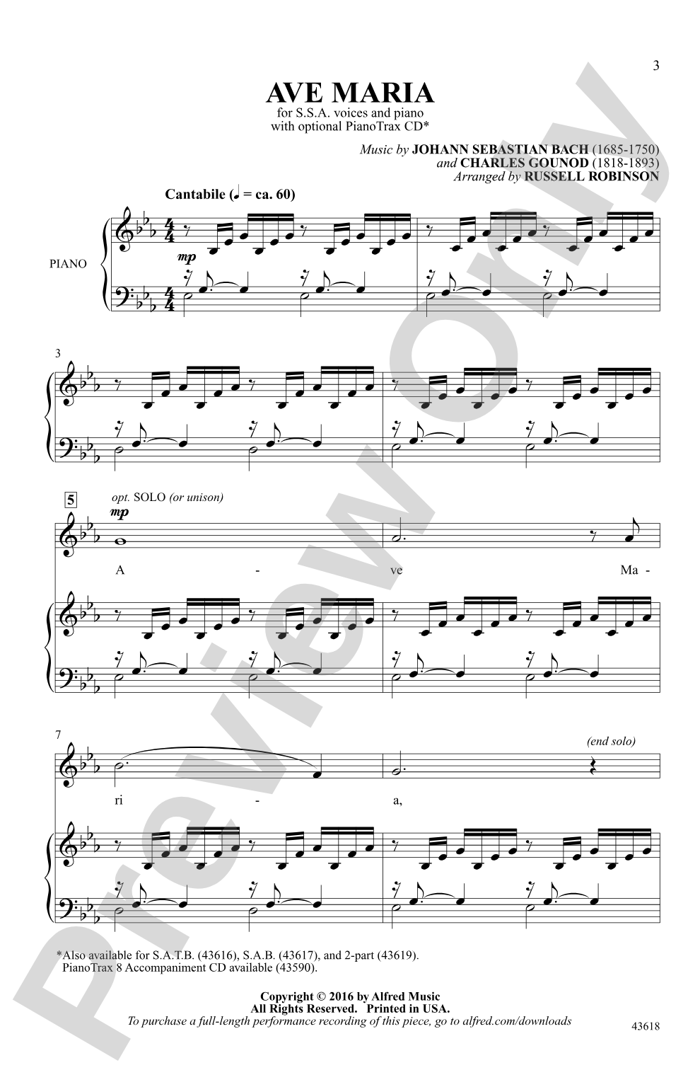 Ave Maria: SSA Choral Octavo