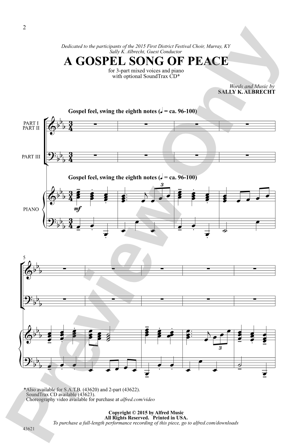 A Gospel Song of Peace: 3-Part Mixed Choral Octavo