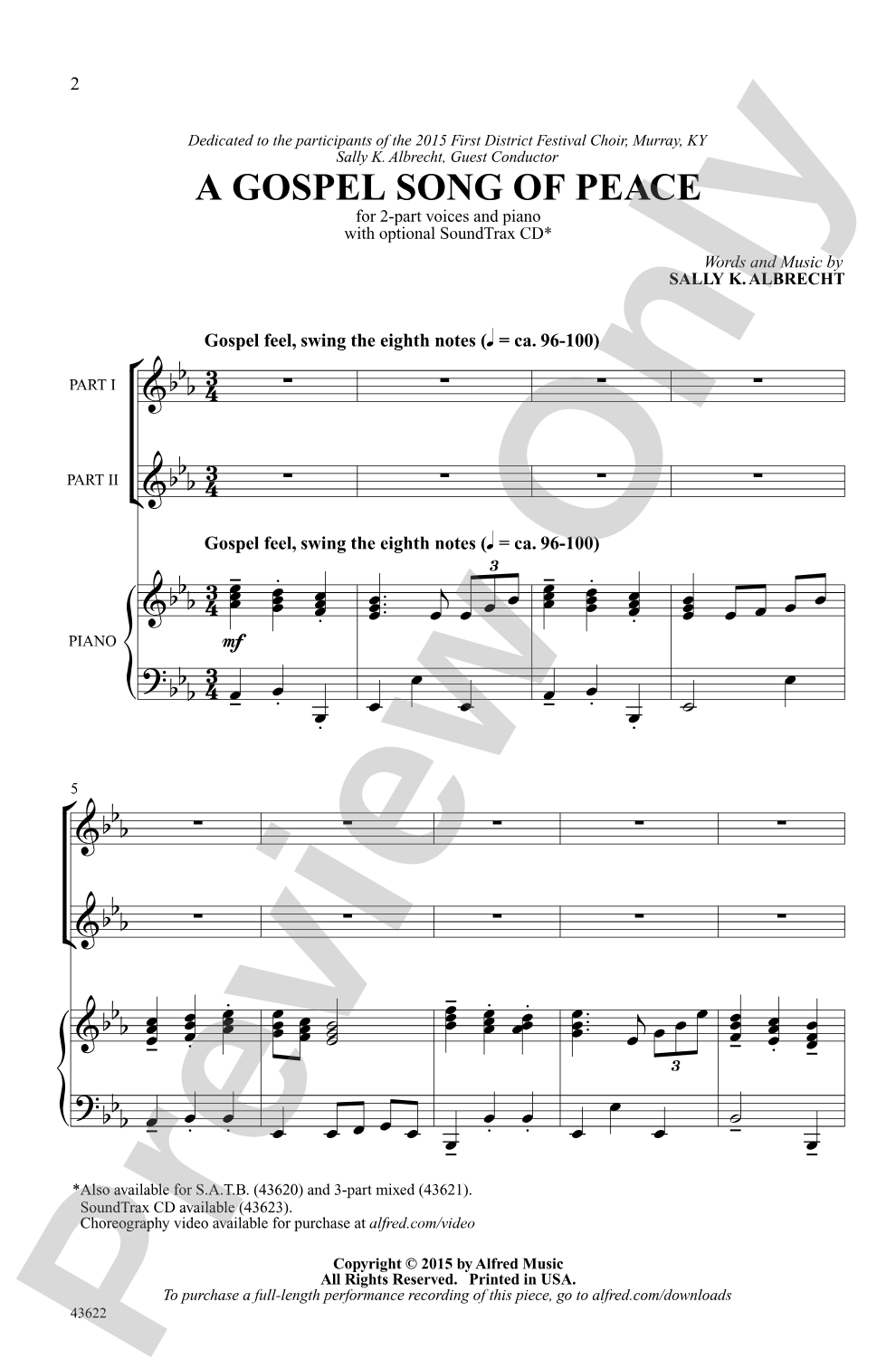A Gospel Song of Peace: 2-Part Choral Octavo