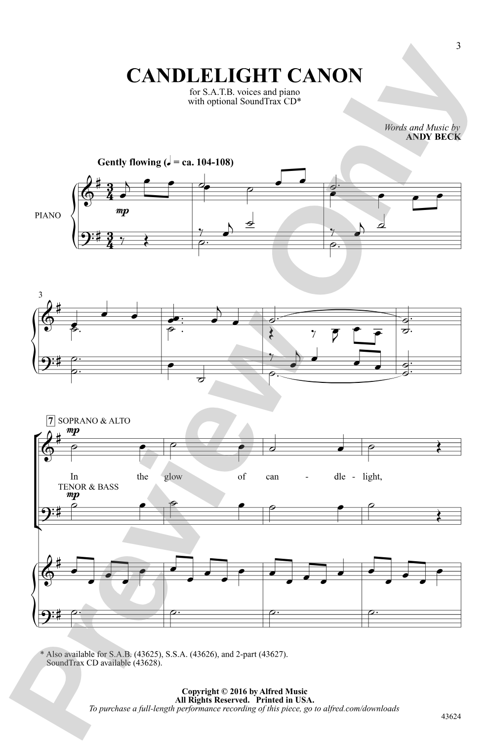 Candlelight Canon: SATB Choral Octavo