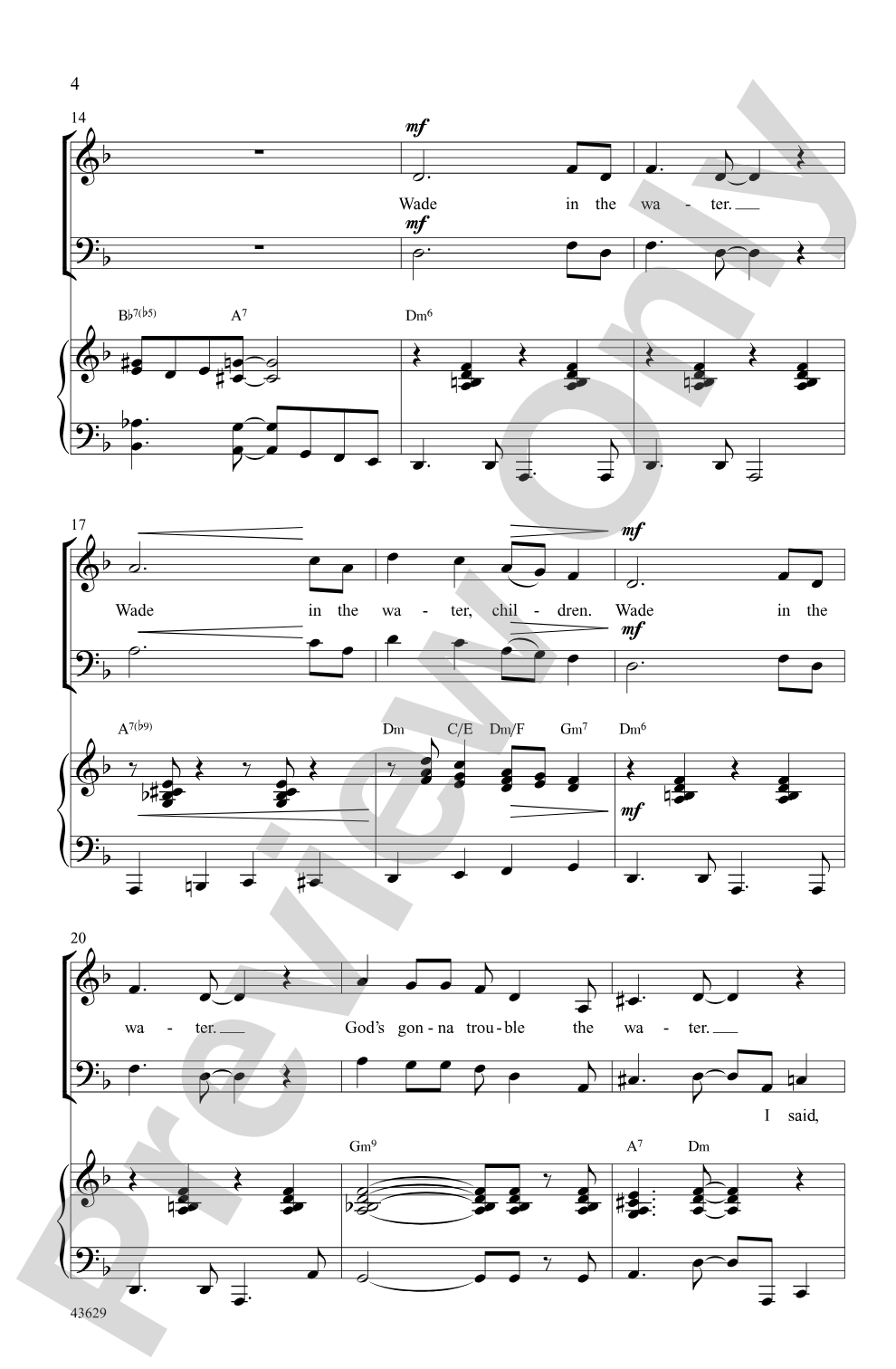 Wade in the Water: SAB Choral Octavo