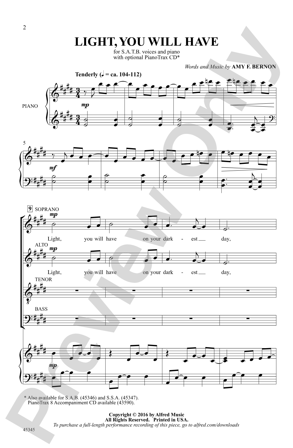 Light, You Will Have: SATB Choral Octavo