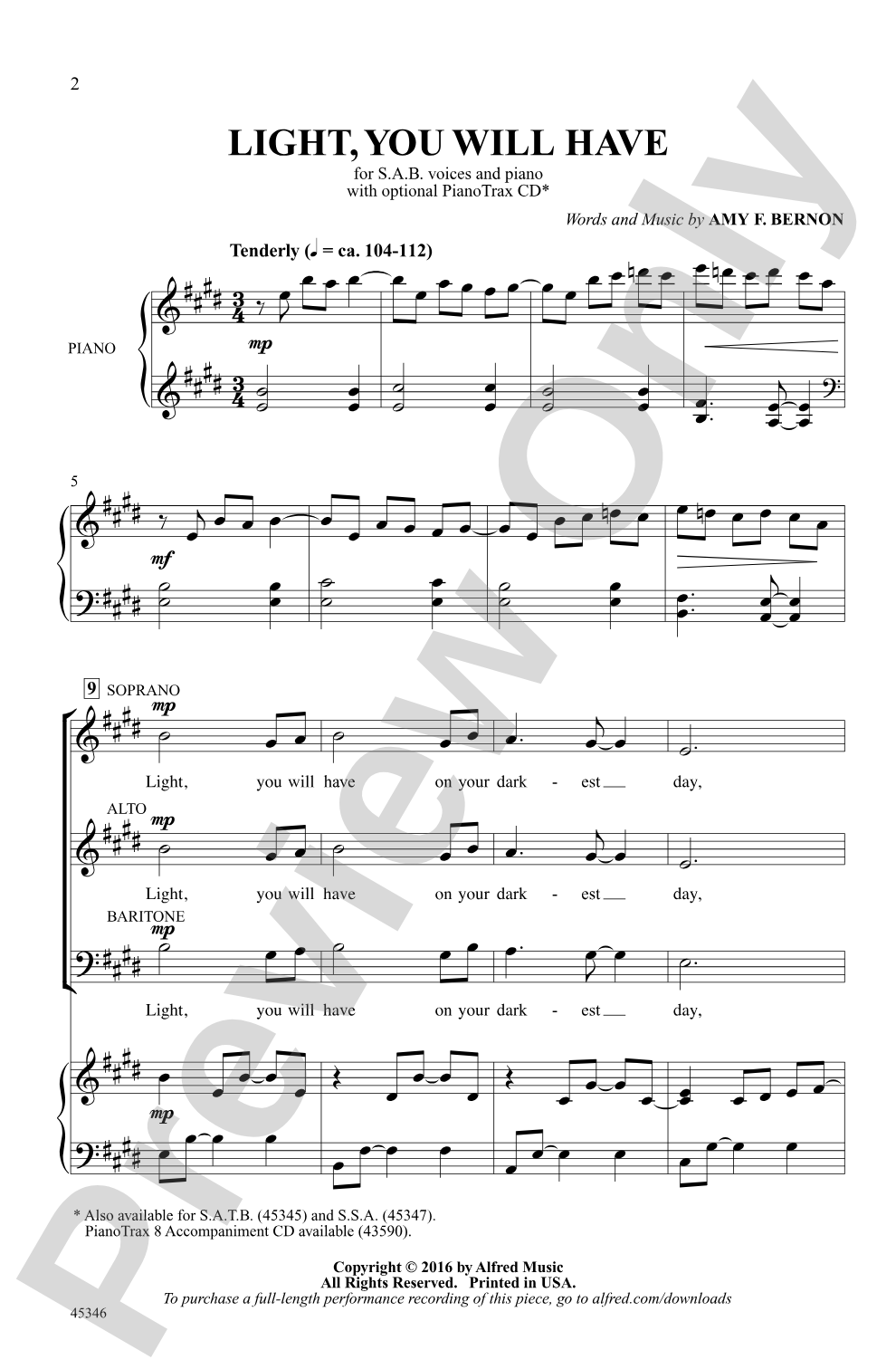 Light, You Will Have: SAB Choral Octavo