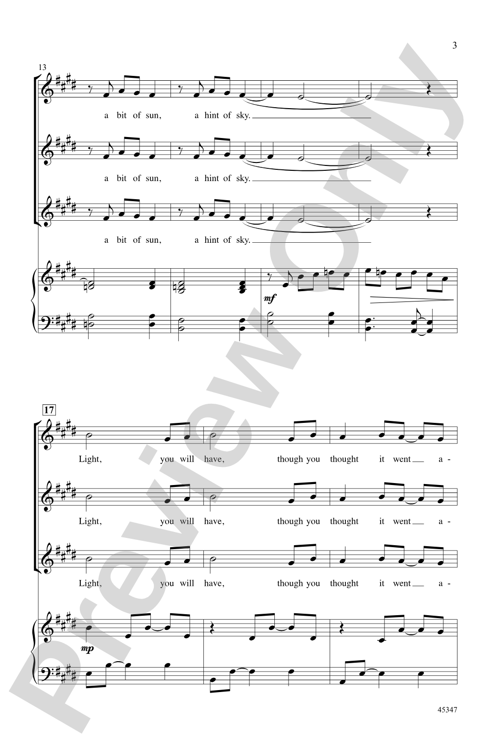 Light, You Will Have: SSA Choral Octavo