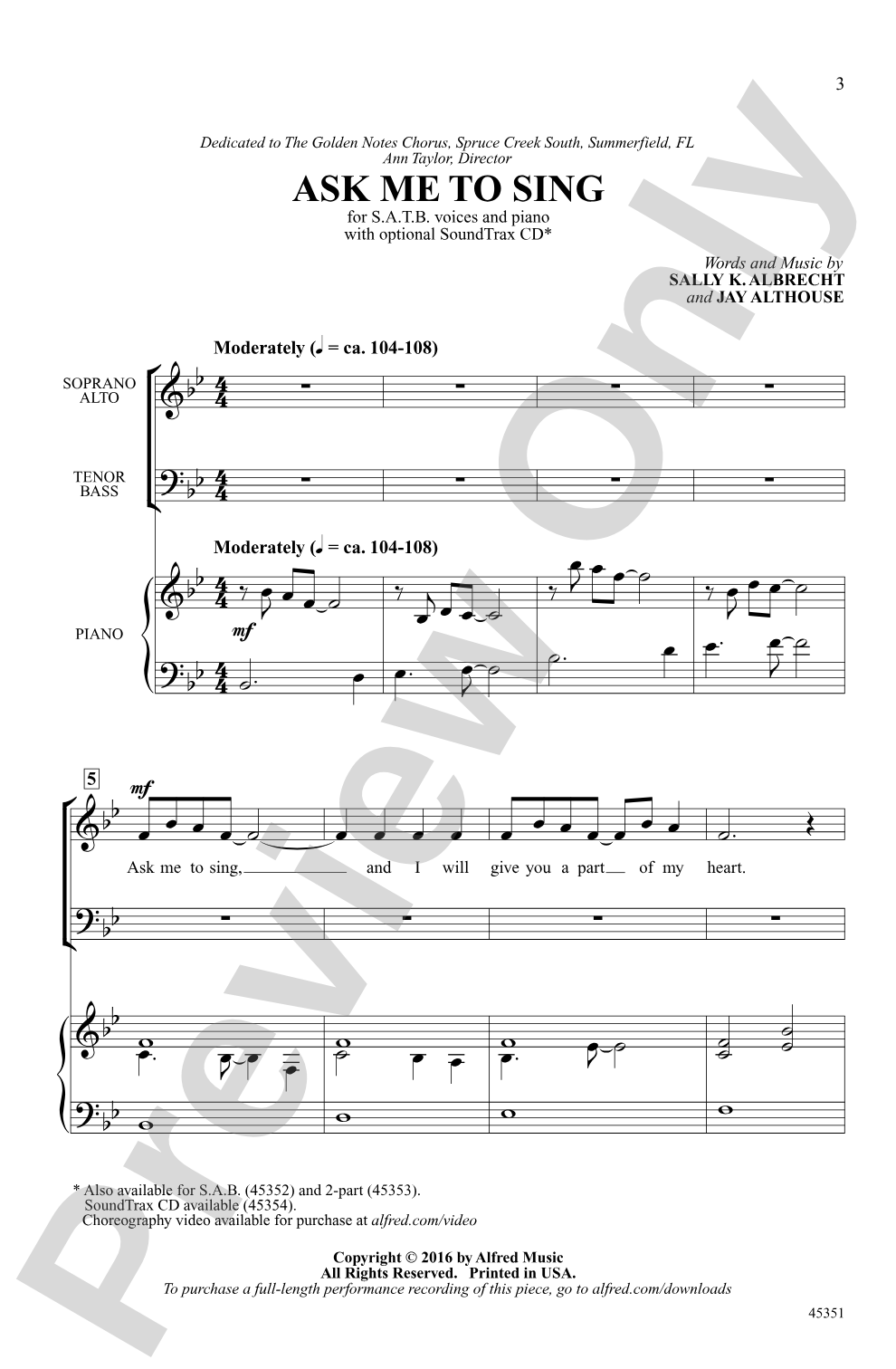 Ask Me to Sing: SATB Choral Octavo