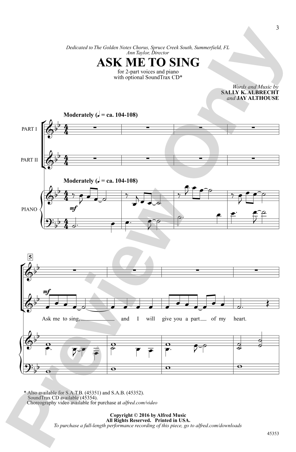 Ask Me to Sing: 2-Part Choral Octavo