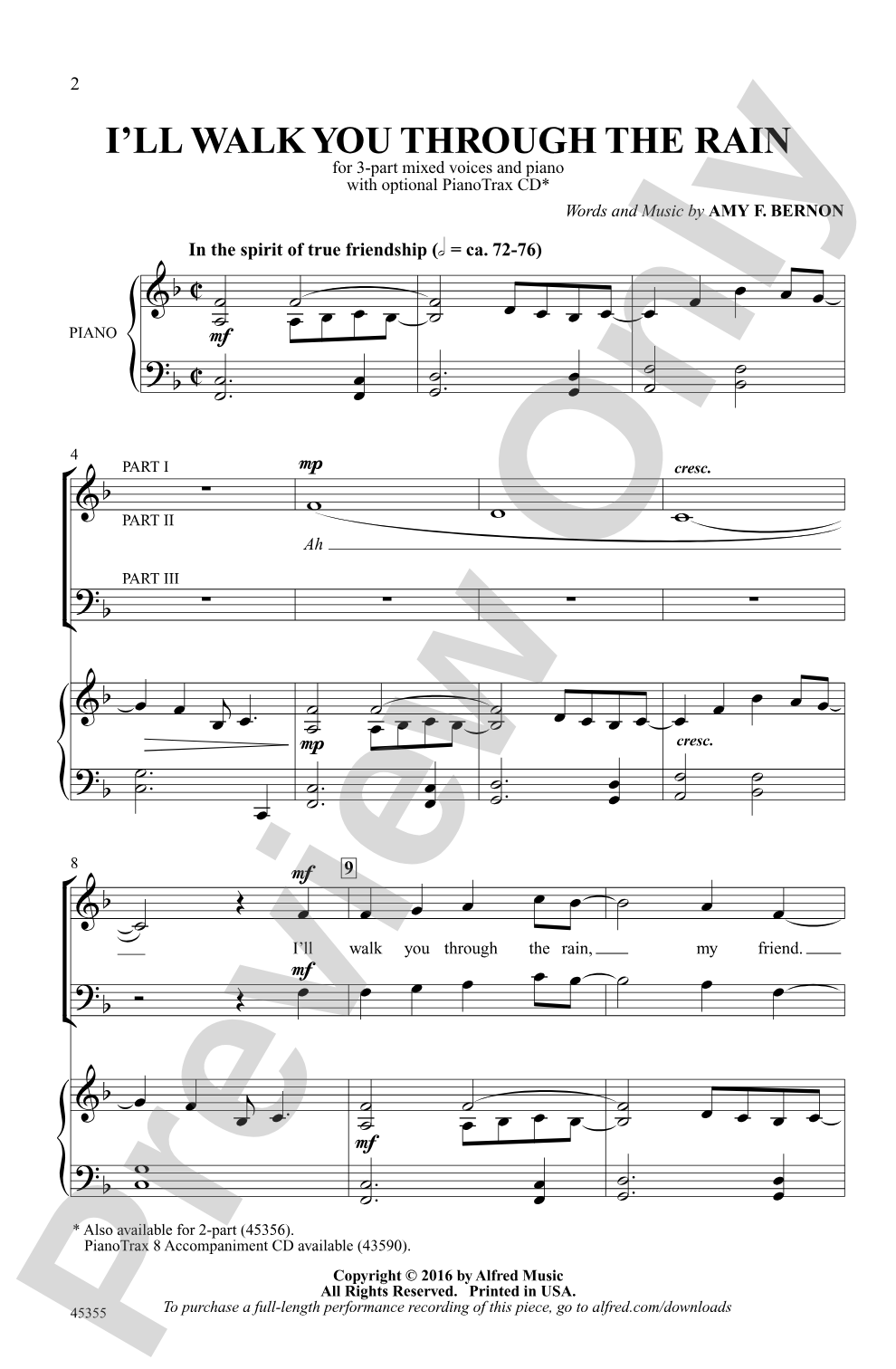 I'll Walk You Through the Rain: 3-Part Mixed Choral Octavo