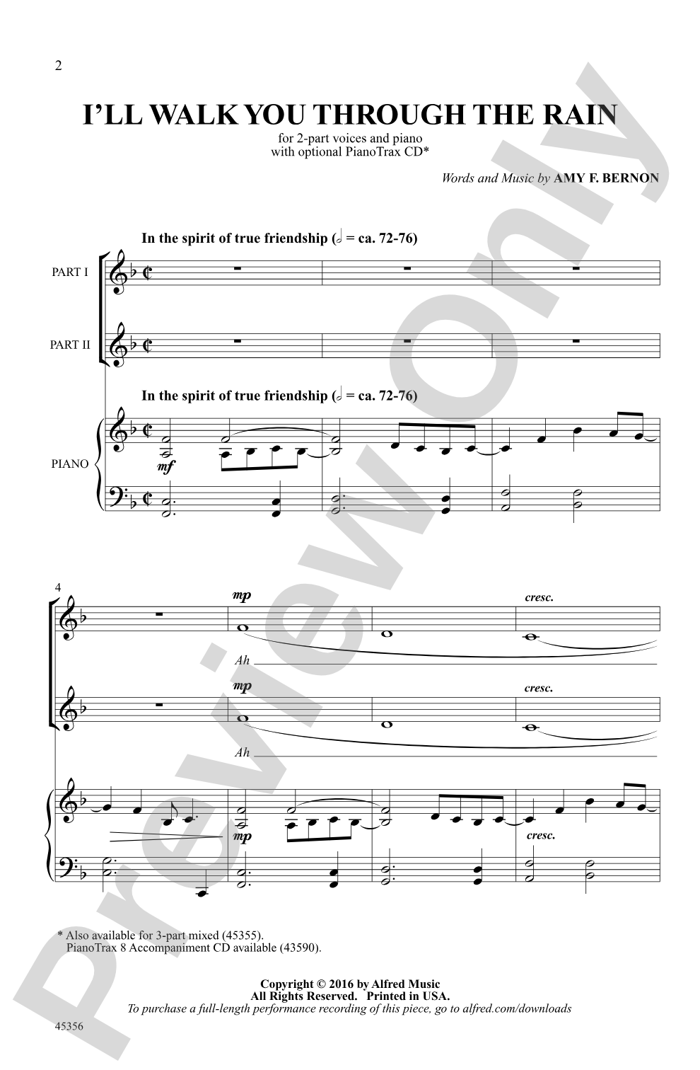 I'll Walk You Through the Rain: 2-Part Choral Octavo