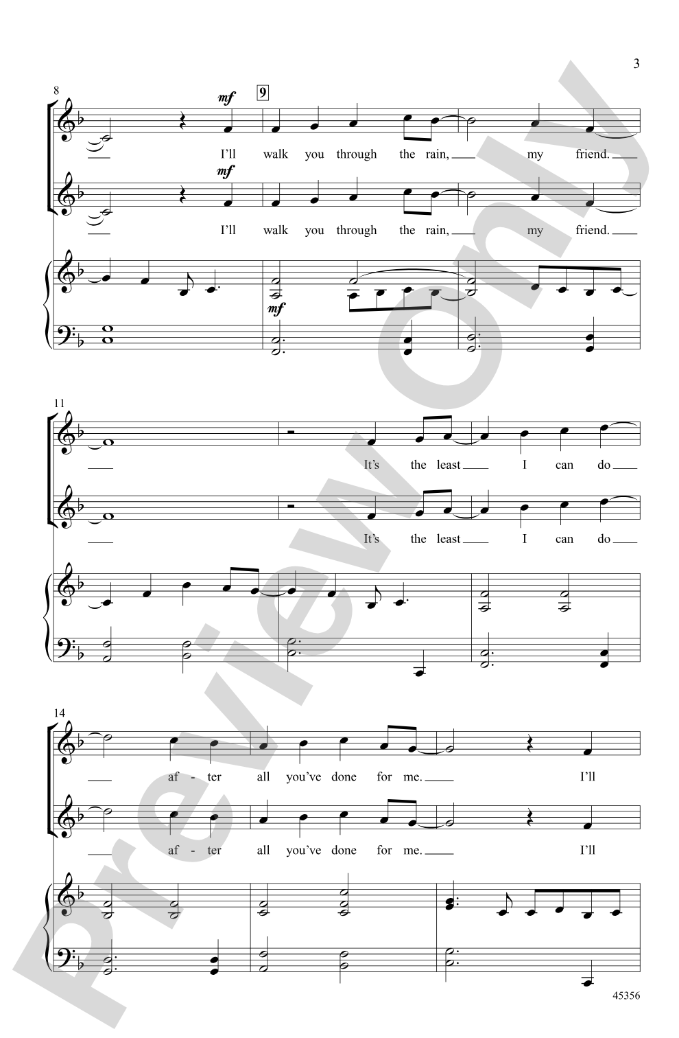 I'll Walk You Through the Rain: 2-Part Choral Octavo