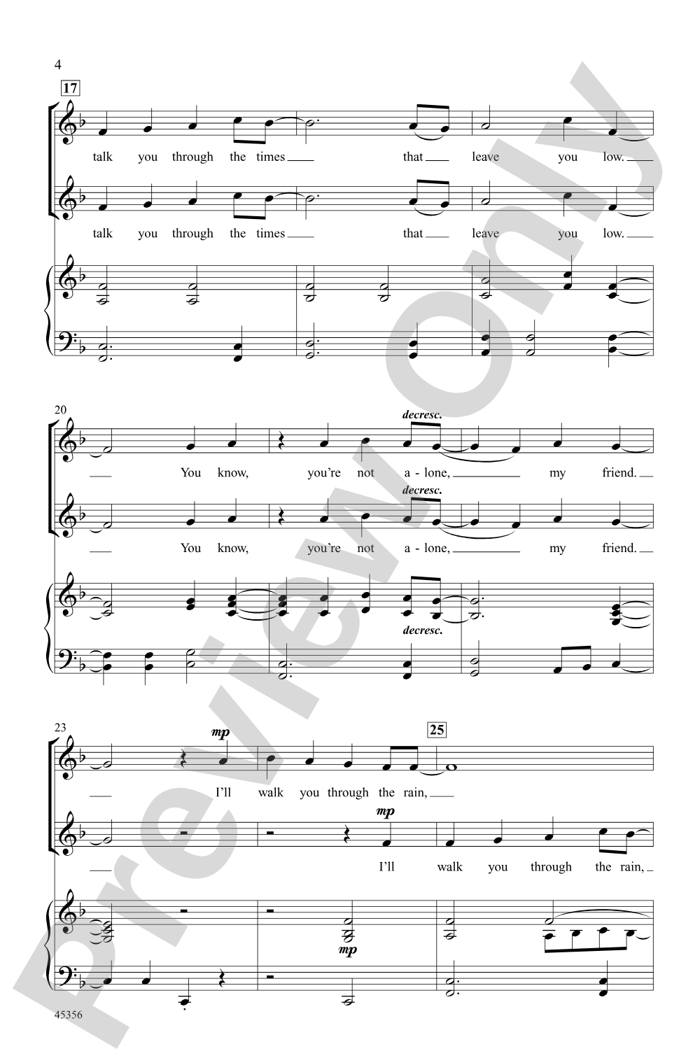 I'll Walk You Through the Rain: 2-Part Choral Octavo