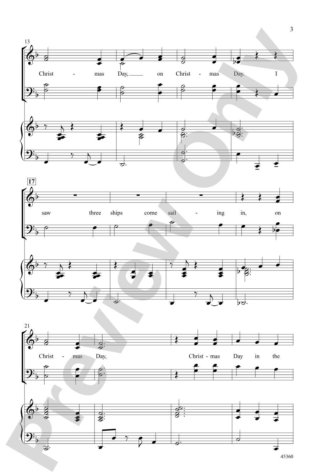 I Saw Three Ships: SATB Choral Octavo