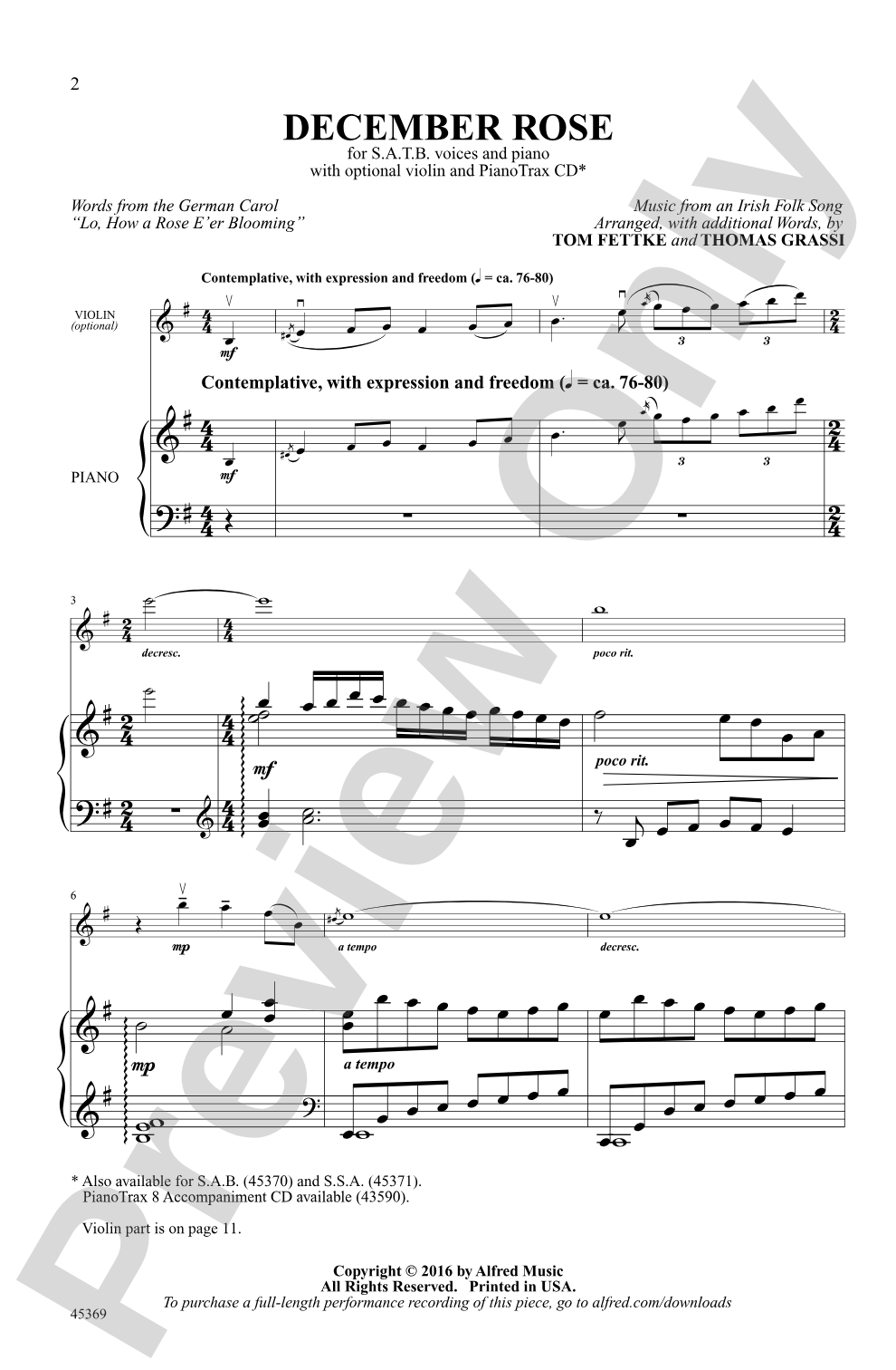 December Rose: SATB Choral Octavo