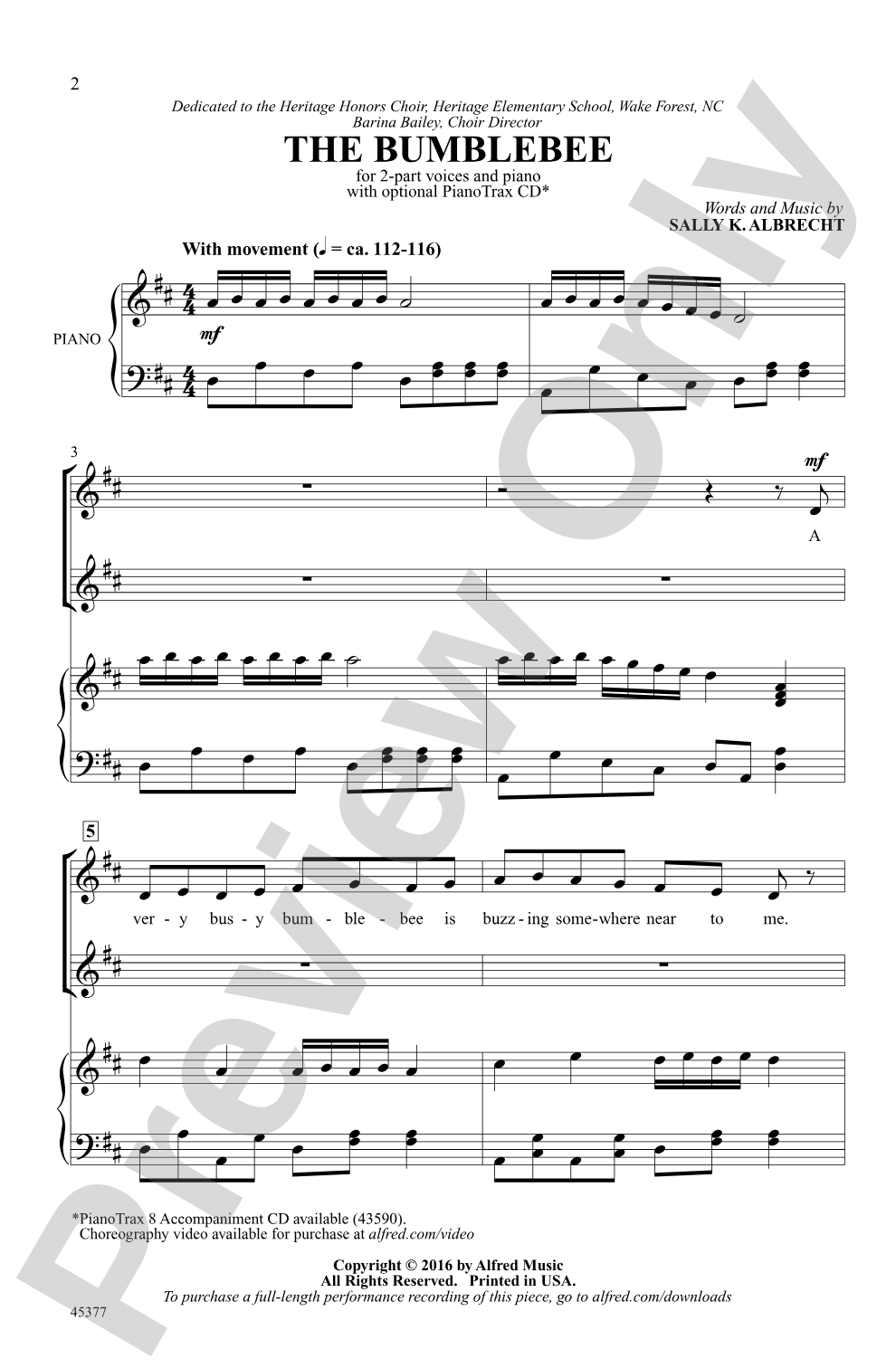 The Bumblebee: 2-Part Choral Octavo