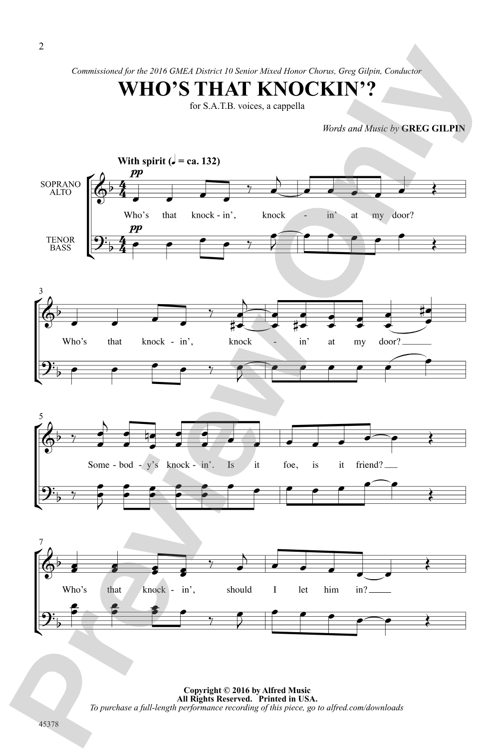 Who's That Knockin'?: SATB, <i>a cappella</i> Choral Octavo