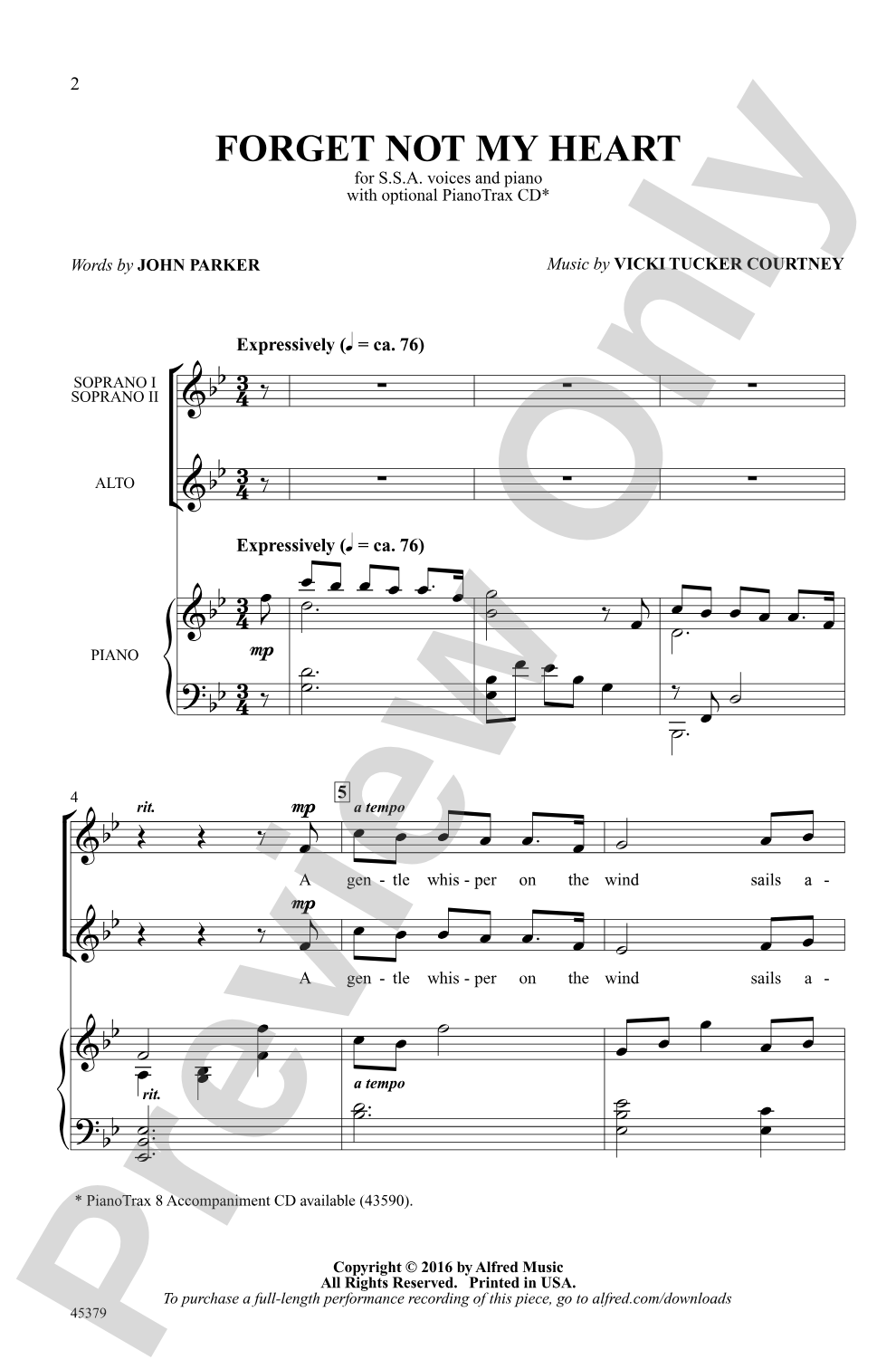 Forget Not My Heart: SSA Choral Octavo
