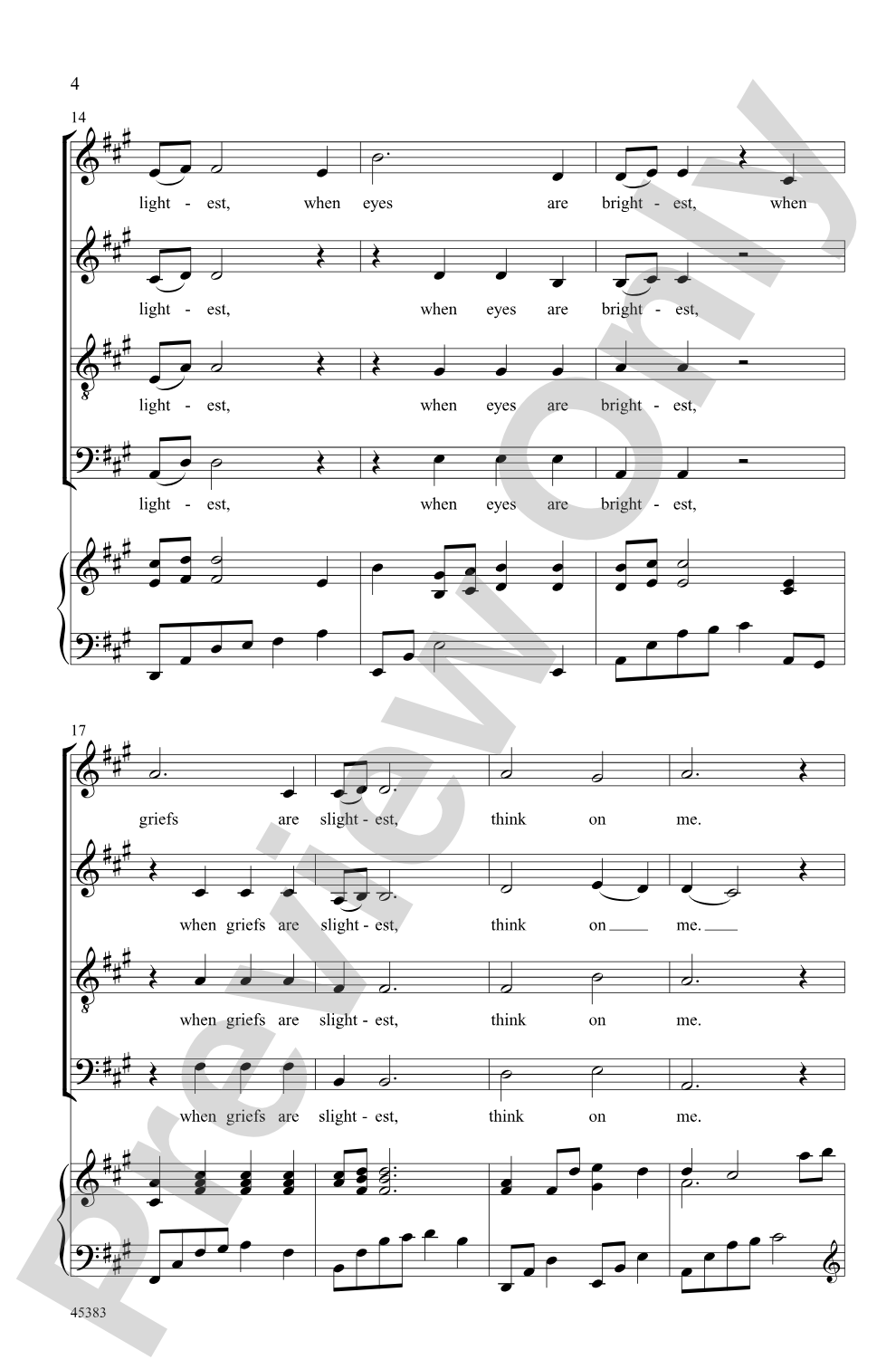 Think on Me: SATB Choral Octavo