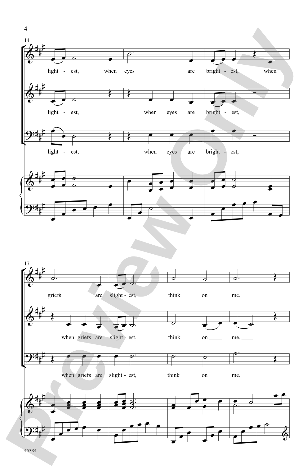 Think on Me: SAB Choral Octavo