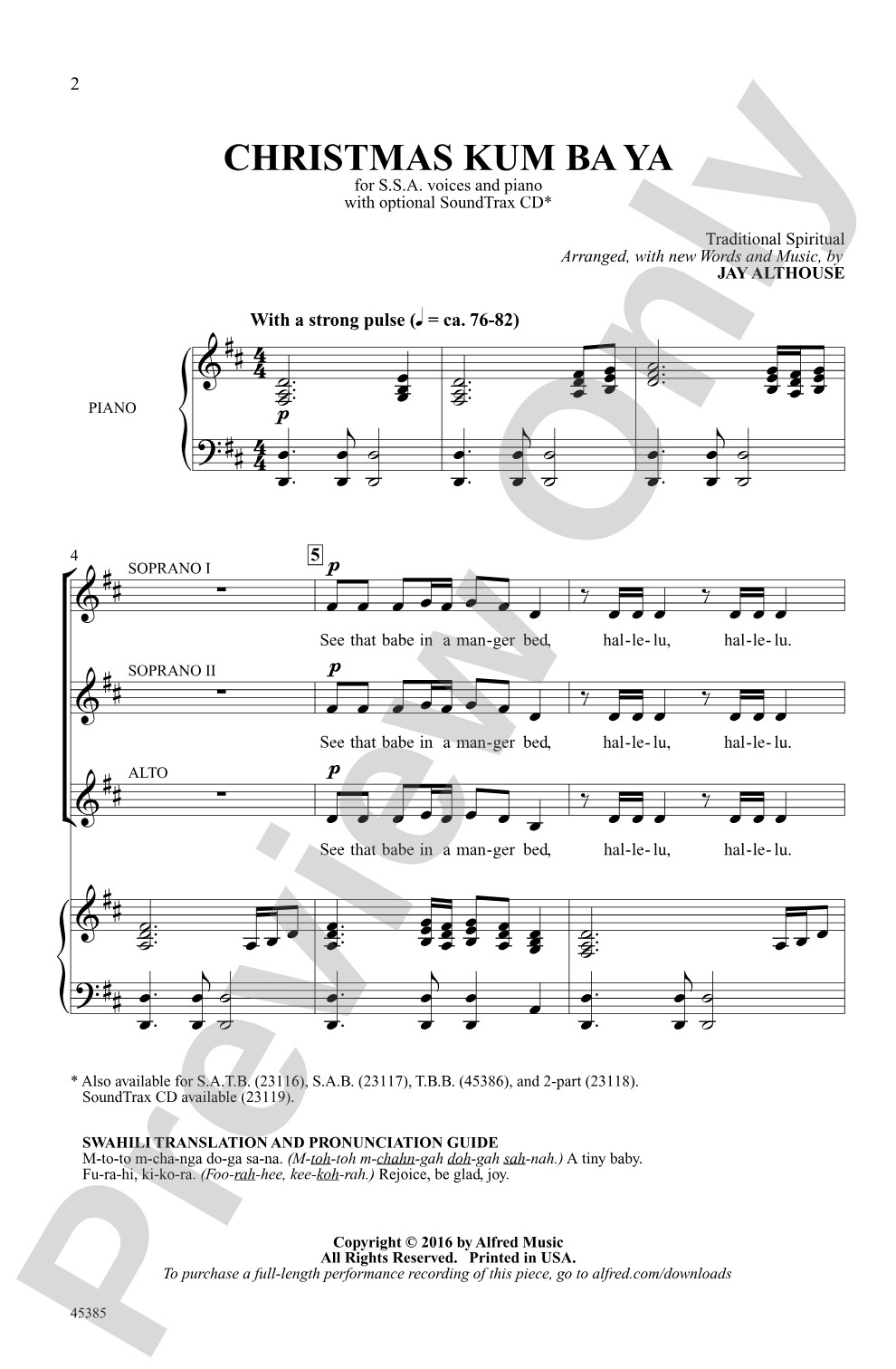 Christmas Kum Ba Ya: SSA Choral Octavo
