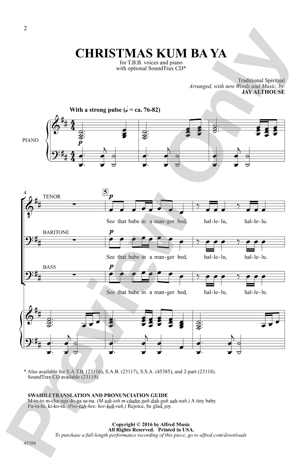 Christmas Kum Ba Ya: TBB Choral Octavo