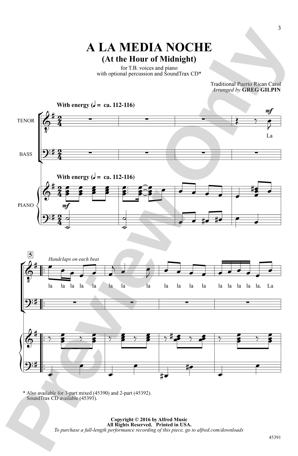 A la Media Noche: TB Choral Octavo