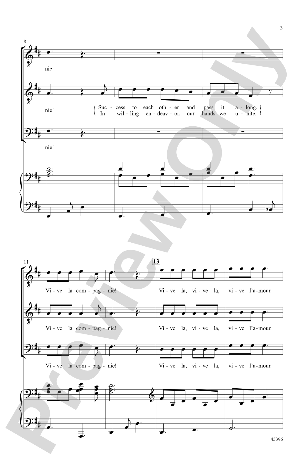 Vive l'Amour: TTB Choral Octavo