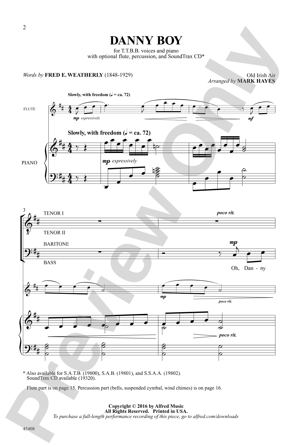 Danny Boy: TTBB Choral Octavo